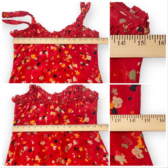 Realisation Par Juliet Silk Midi Dress in Rouge Fleur Size M - Picture 11 of 11